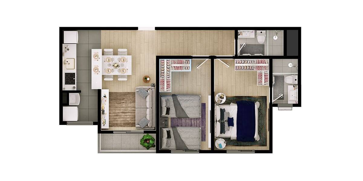 Apartamento à venda com 2 quartos, 58m² - Foto 1