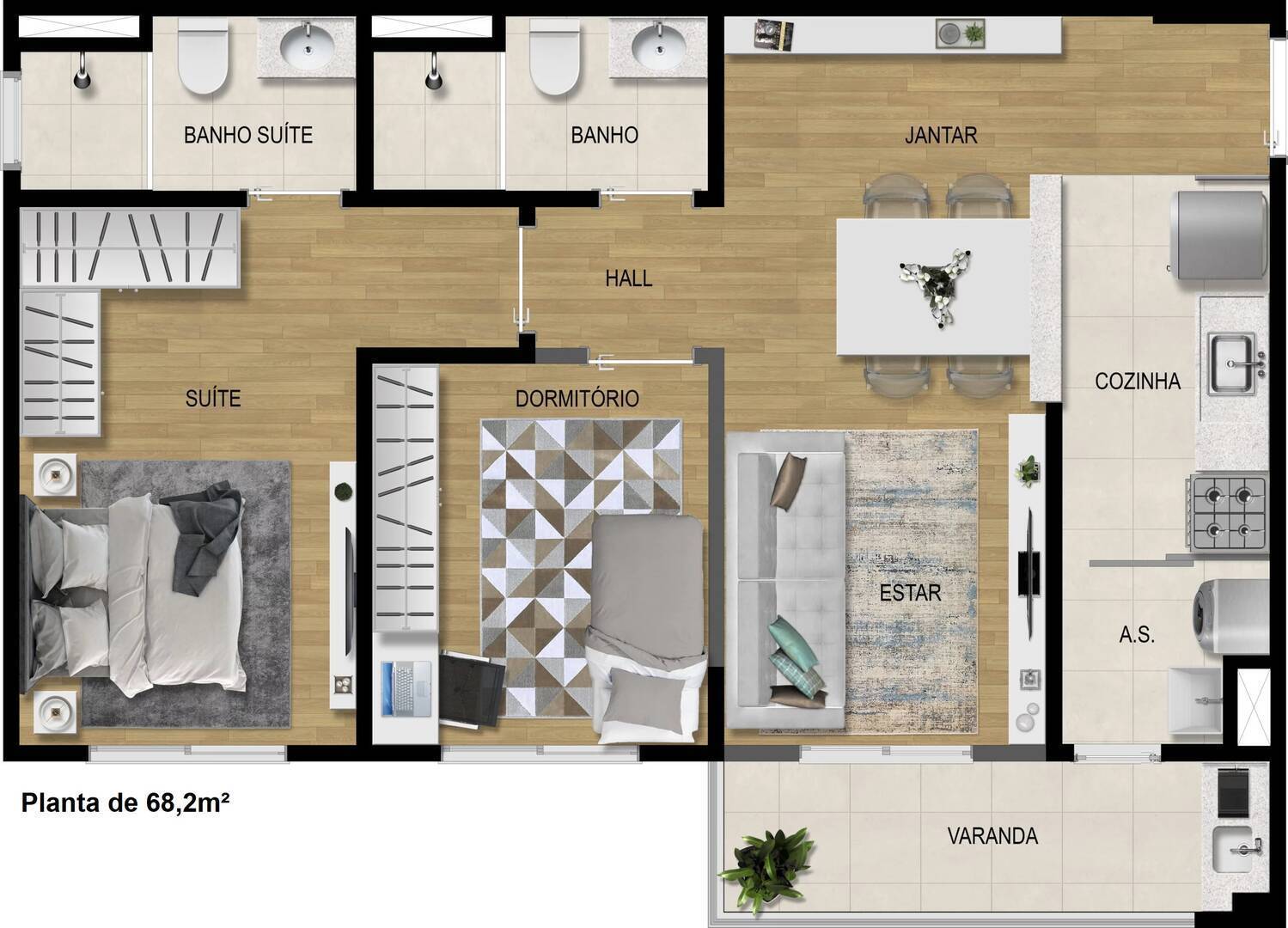 Apartamento à venda com 2 quartos, 68m² - Foto 1