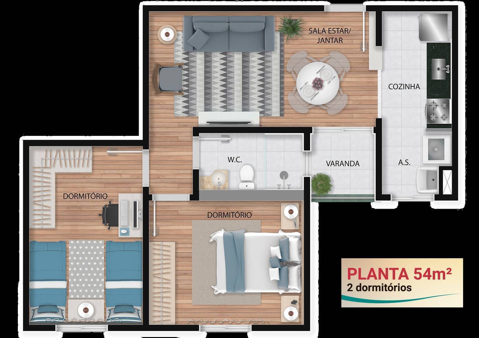 Apartamento à venda com 2 quartos, 54m² - Foto 1